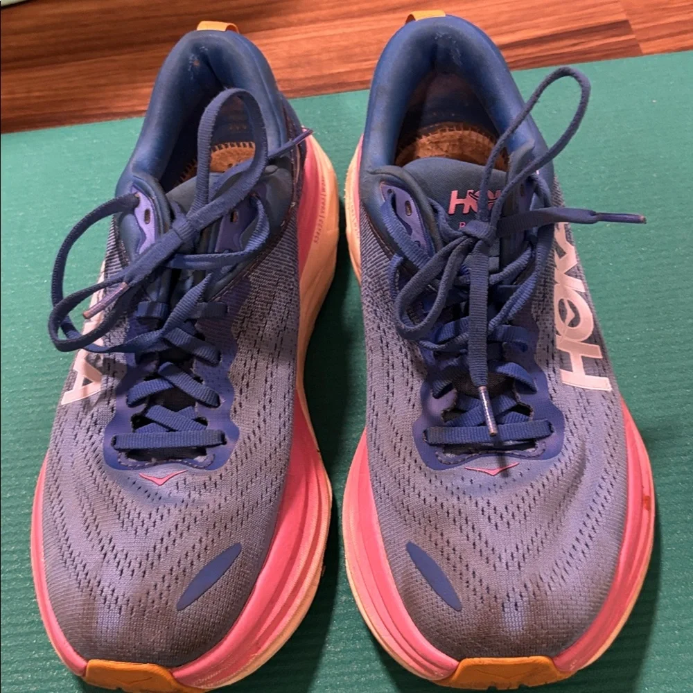 Hoka Bondi Blue and Pink running Shoes - Picture 6 of 6
